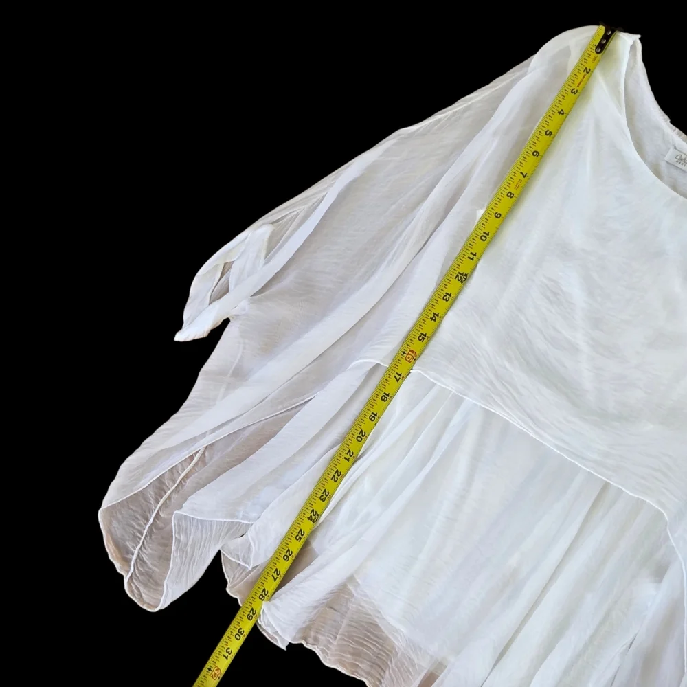 Cobblestone Made in Italy Silk Blouse Top Ethereal Layered Tunic White S - Picture 12 of 16